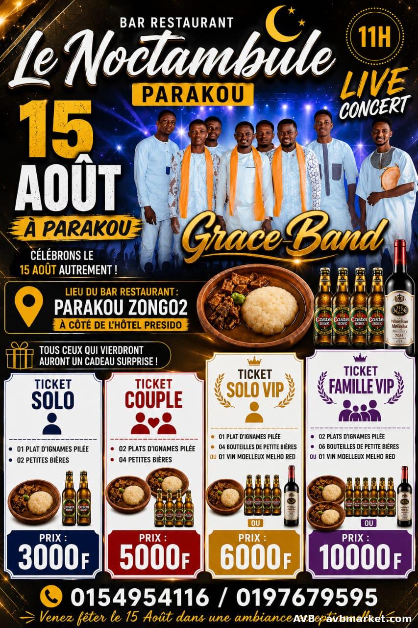 Concert Live & Spécial Igname Pilée  15 Août au Noctambule