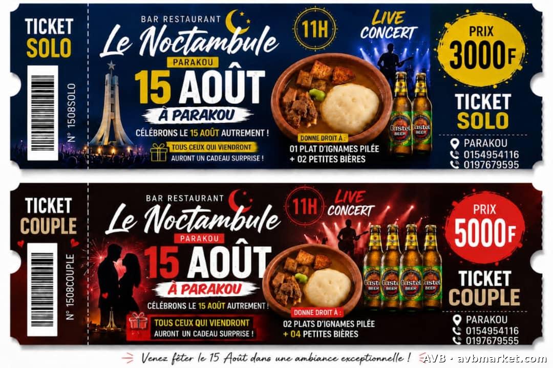 Concert Live & Spécial Igname Pilée  15 Août au Noctambule